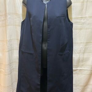 Zara Basic Vintage Navy Blue Long Vest